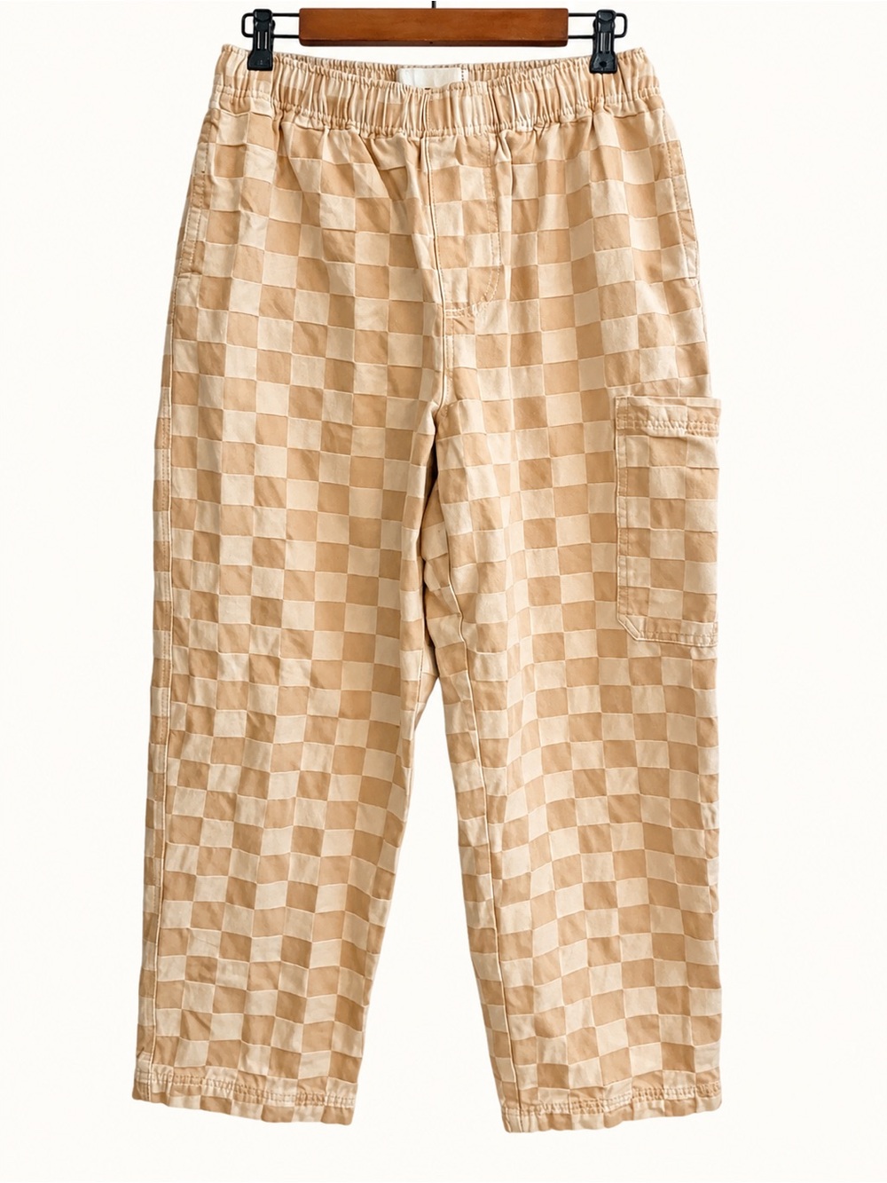 BDG Urban Outfitters Checkerboard Cargo Pants Tan Cream Size M Y2K
